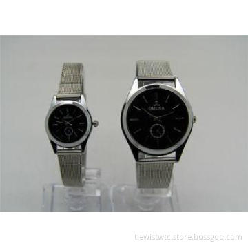 Lovers style Alloy Couples Watches Set steel ribbon strap 2